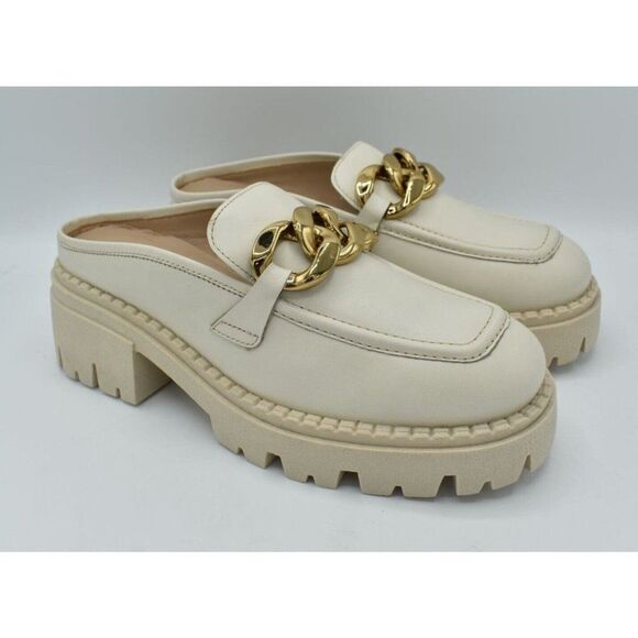 Free People Womens Size EU 41 US 11 Lyra Link Bone Leather Slip On Mule Shoes